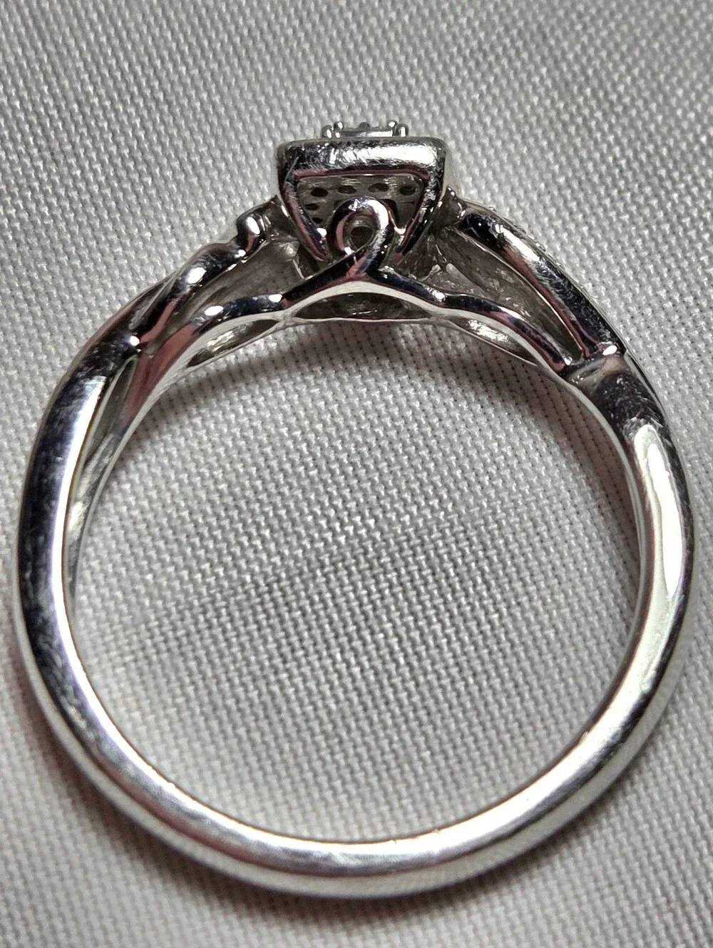 Sterling Silver Square Halo Diamond Accent Ring in Silver Size 7